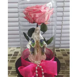 Rosa preservada con imagen de Virgen