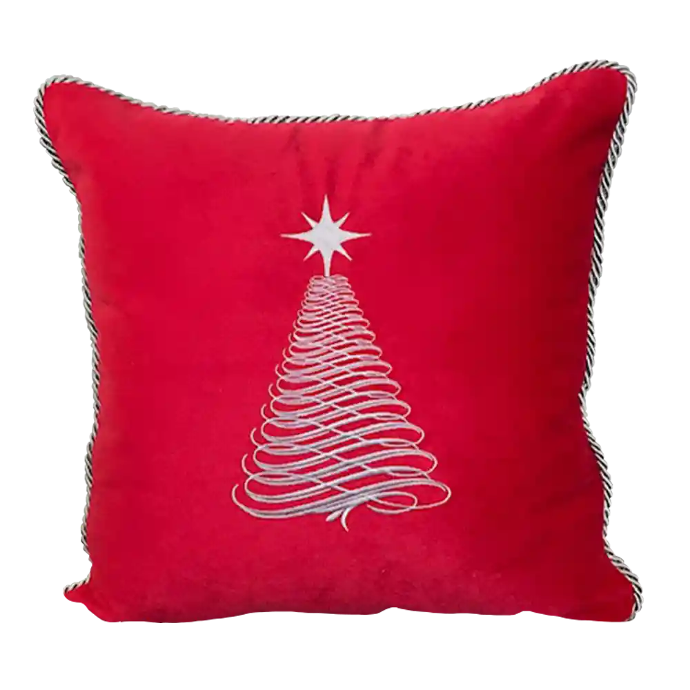 Cojin Navidad Rojo Arbol Plata