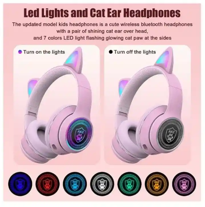 Diadema Pc Headset Gatico Gamer Con Microfono Rgb