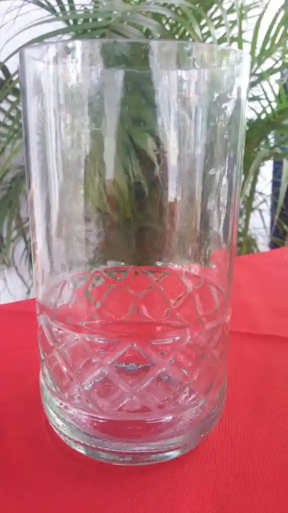 Vaso transparente  verde y cafe