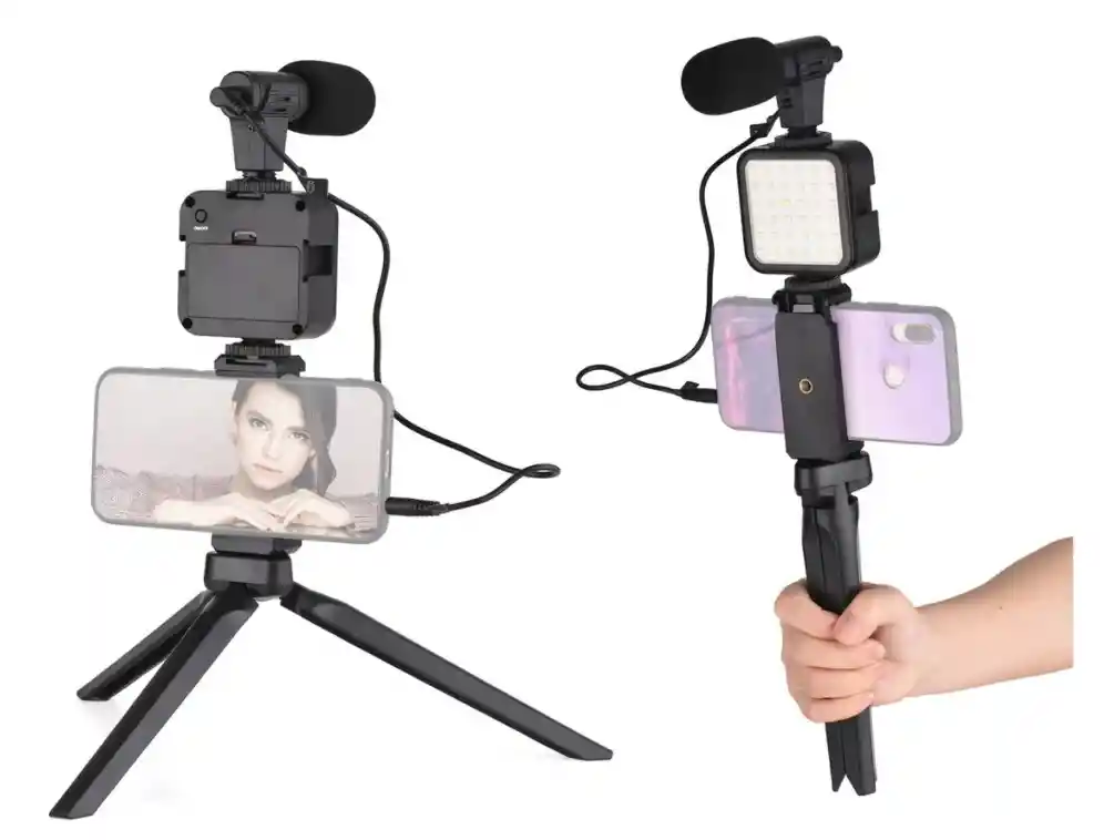 Set De Video Vlog Mini Luz De Video Led Super Cardioide