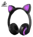 Audífonos Diadema Bluetooth Fm Micro Orejas De Gato Y Luces