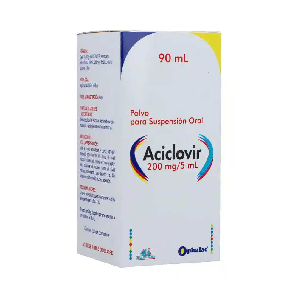 Aciclovir | 200 mg / 5 ml  | 90 ml | Suspension Oral | Unidad | Ophalac 