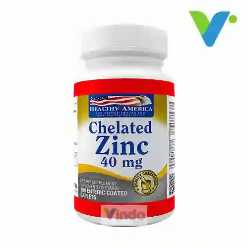  Chelated Zinc 40Mg 100 Tabletas HEALTHY AMERICA 