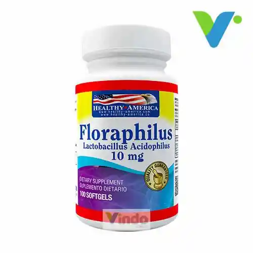 HEALTHY AMERICA Floraphilus Lactobacillus Acidophilus 10Mg 100 Softgels