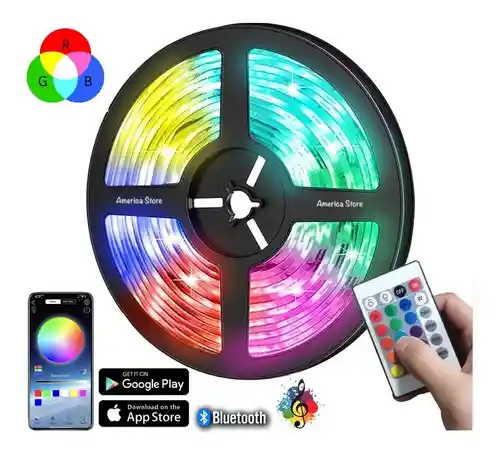 Cinta Luz Rgb Led Ritmica 5 Metros Bluetooth + Control + AppCinta Luz Rgb Led Ritmica 5 Metros Bluetooth + Control + App