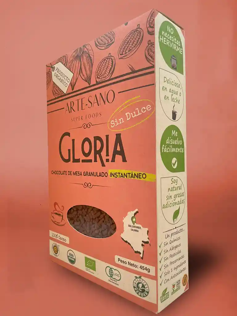 Organic Chocolate Gloria Artesano (Chocolate De Mesa Amargo O)