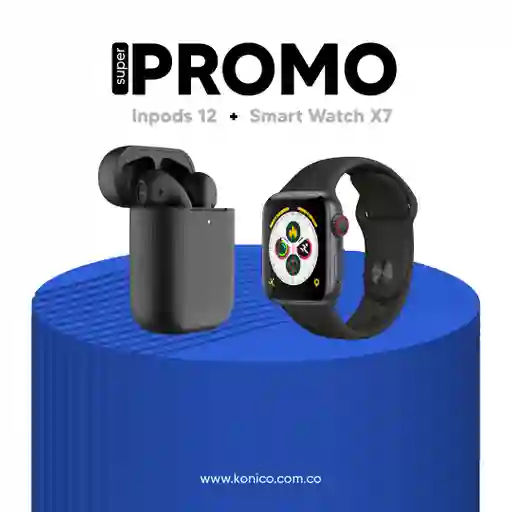 Oferta 2x1 Reloj Inteligente X7 + Audífonos Inalámbricos Inpods 12