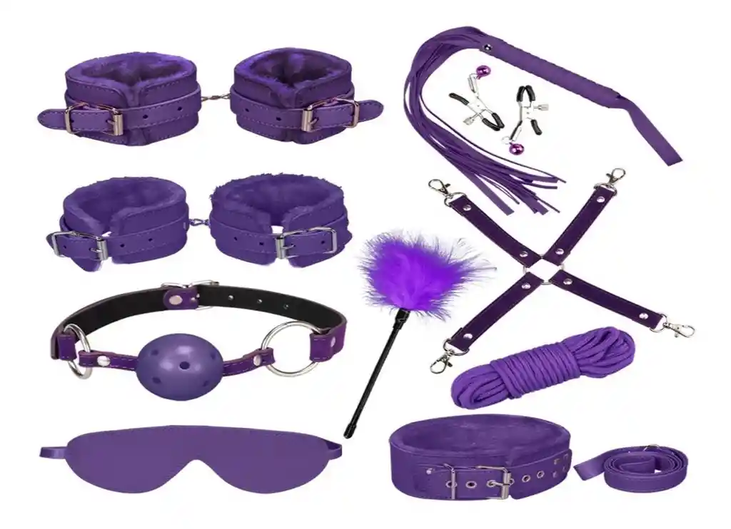 Kit Sado, Kit Bondage X 10 Piezas. Color: Morado