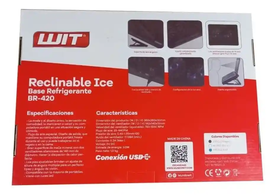 Base Refrigerante Doble Ventilador Inclinación Ajustable
