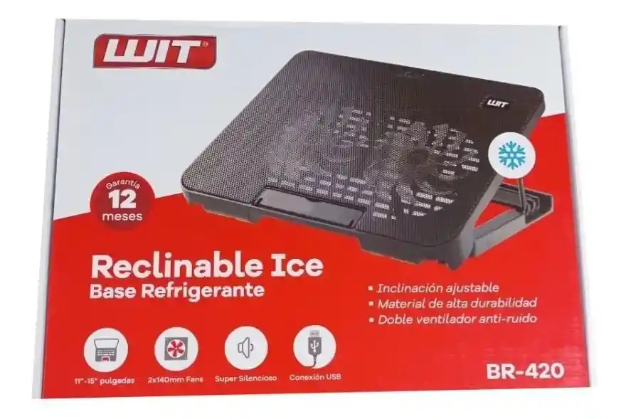 Base Refrigerante Doble Ventilador Inclinación Ajustable