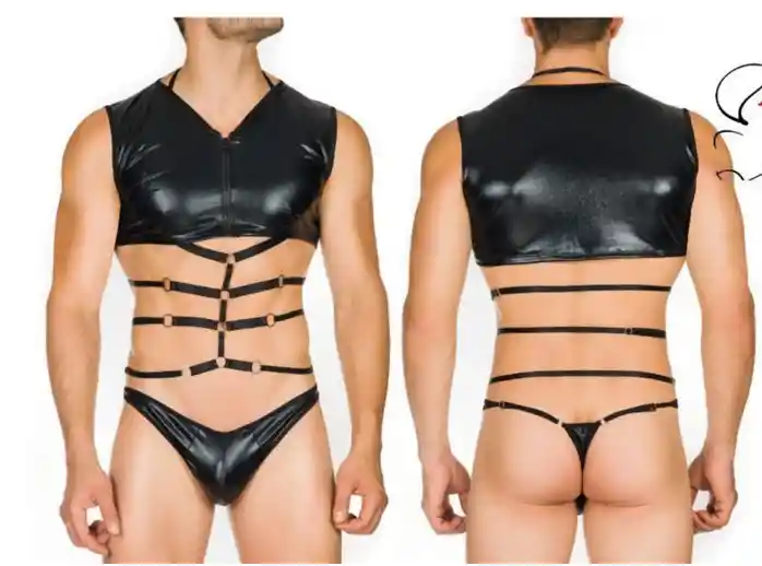 Lenceria Disfraz Hombre Traje De Sado Con Suspensorio, Bondage Arnes