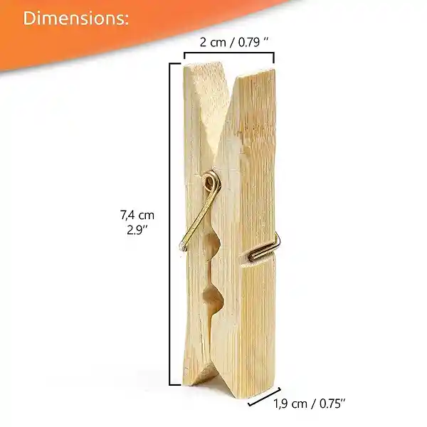 ganchos de ropa pinzAs en madera bambu clips tendedero x20 unds