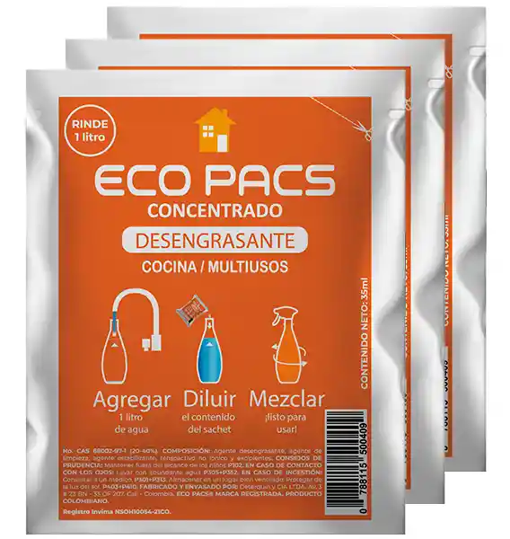 ECO PACS Desengrasante Multiusos/Cocina Pack x 3