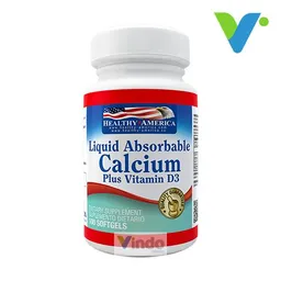 HEALTHY AMERICA Liquid Absorbable Calcium 1200Mg Plus D3 200 Iu 100 Softgels Calcio