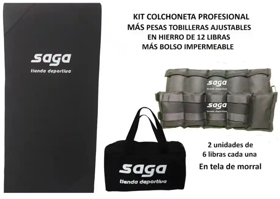 Kit Colcho Pfesional + Pesa Tobillera Ajustable 12 L Hierro