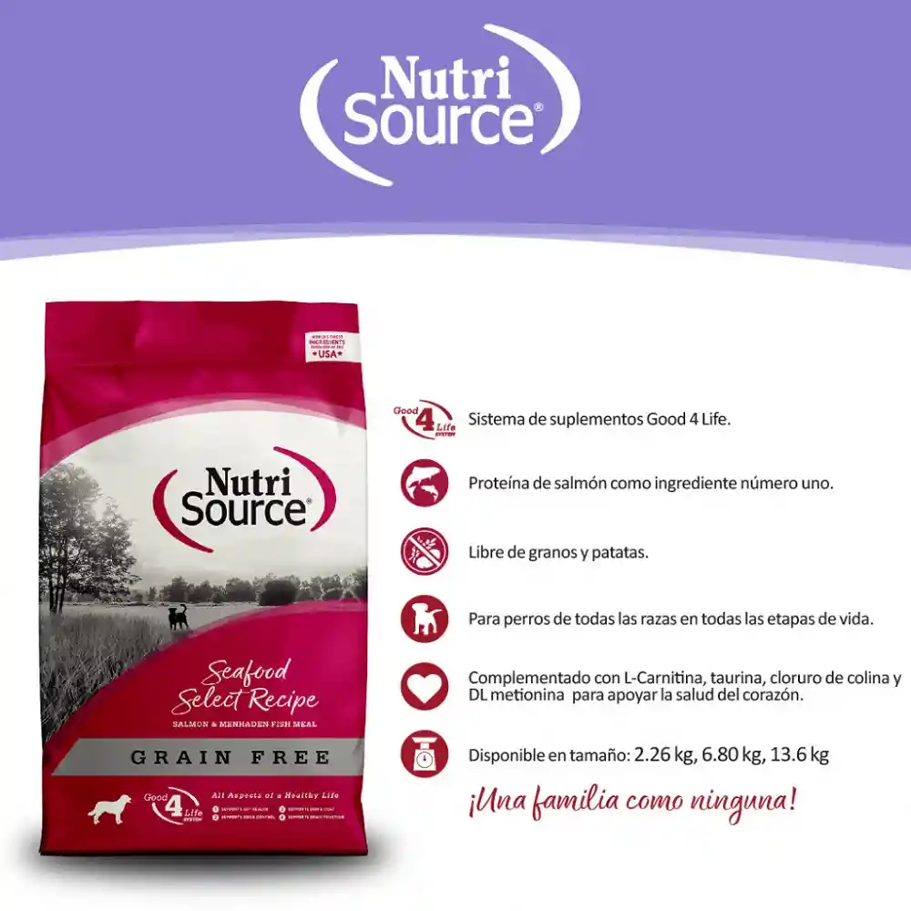 NutriSource Comida Para Perrosgf Seafood Select 13,6 Kg