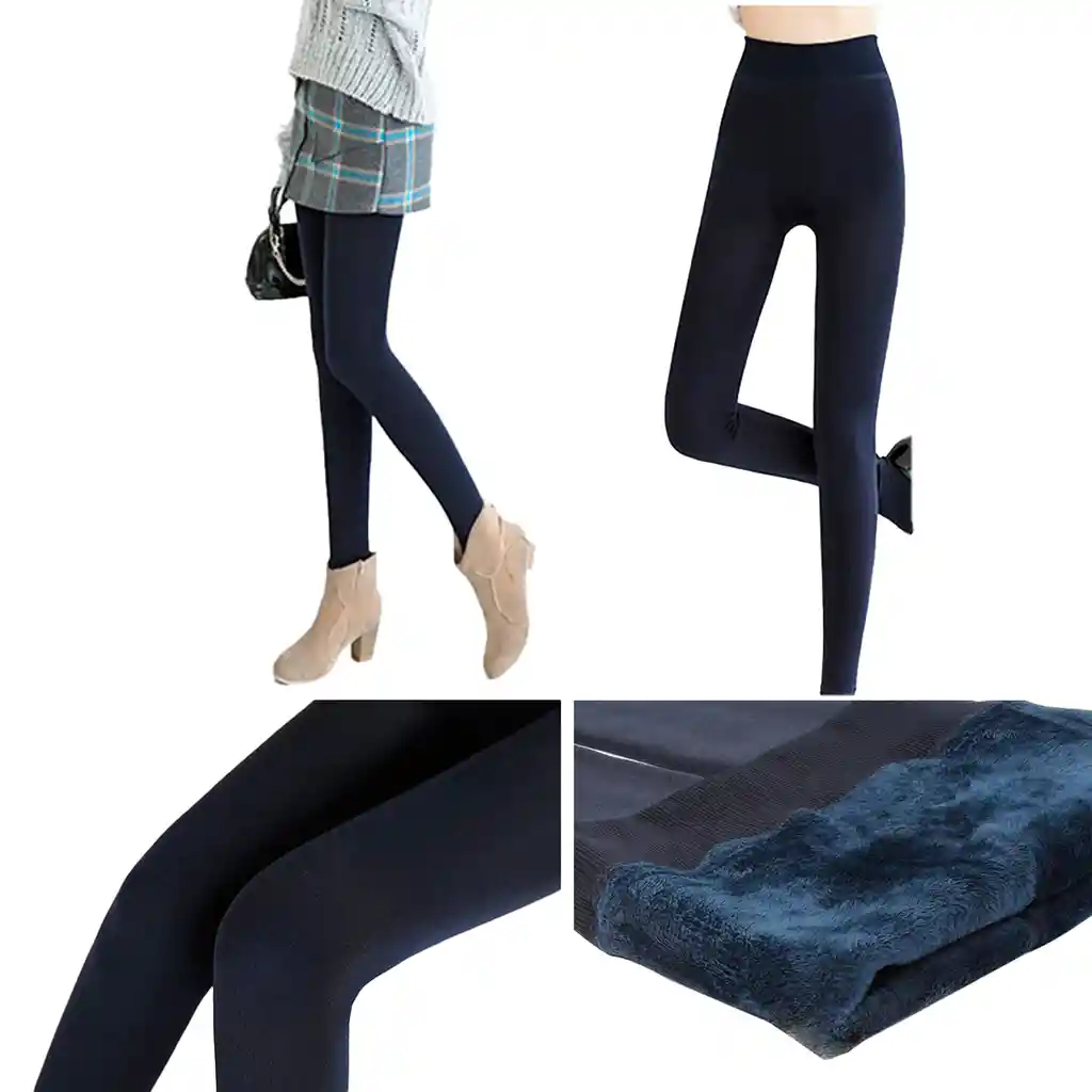 Legging Termico Peludito Grueso Azul