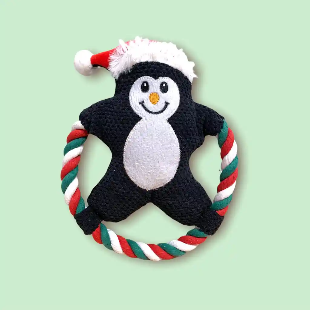 Juguete para Perro Frisbee Peluche Navideño Pingüino