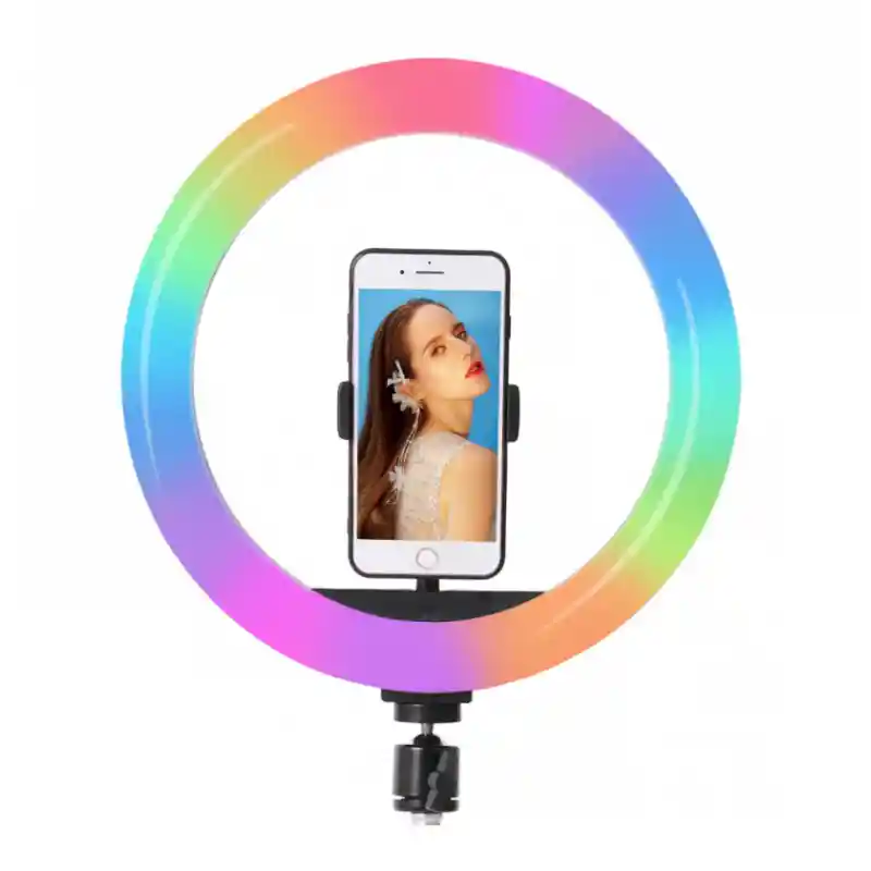 ARO DE LUZ RGB LED MULTICOLOR 26 CM FOTOGRAFÍA SELFIE