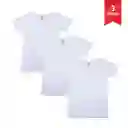 Combo X3 Camiseta Mujer Encaje Manga Corta Blanca Talla S 