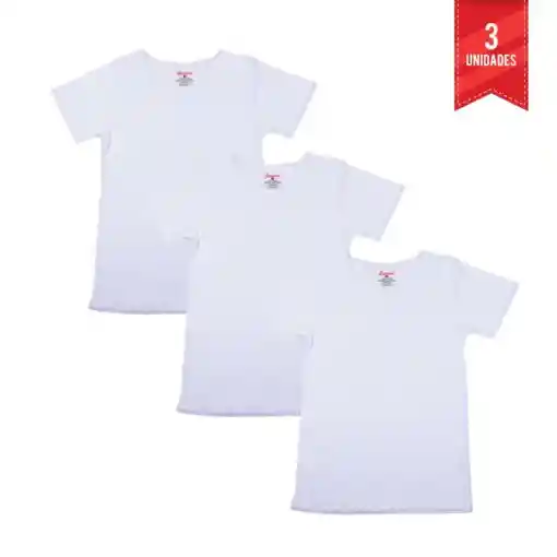 Combo X3 Camiseta Mujer Encaje Manga Corta Blanca Talla S 