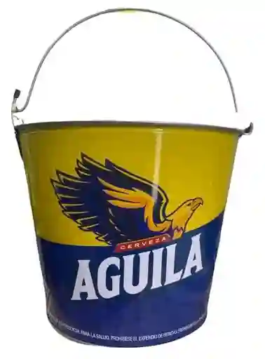 Balde Cubeta Hielera Metalica Cerveza Aguila Con Agarradera