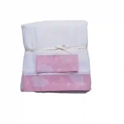 Sábanas Para Cama Sencilla O Cama Cuna, Rosa Con Nubes