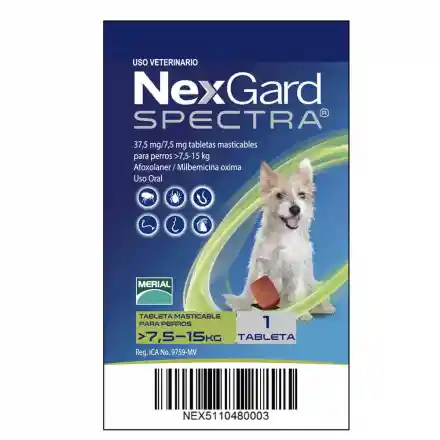 Nexgard Spectra Antipulgas Para Perros De 7.6 A 15 Kg Verde