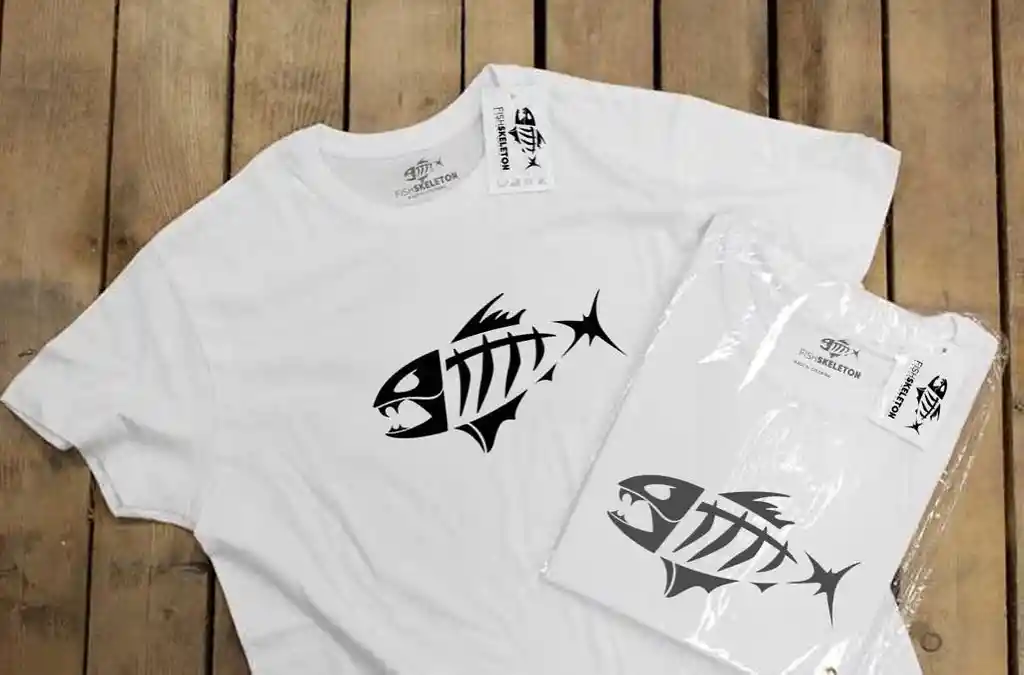 Camiseta FishSkeleton Gris - Cuello V