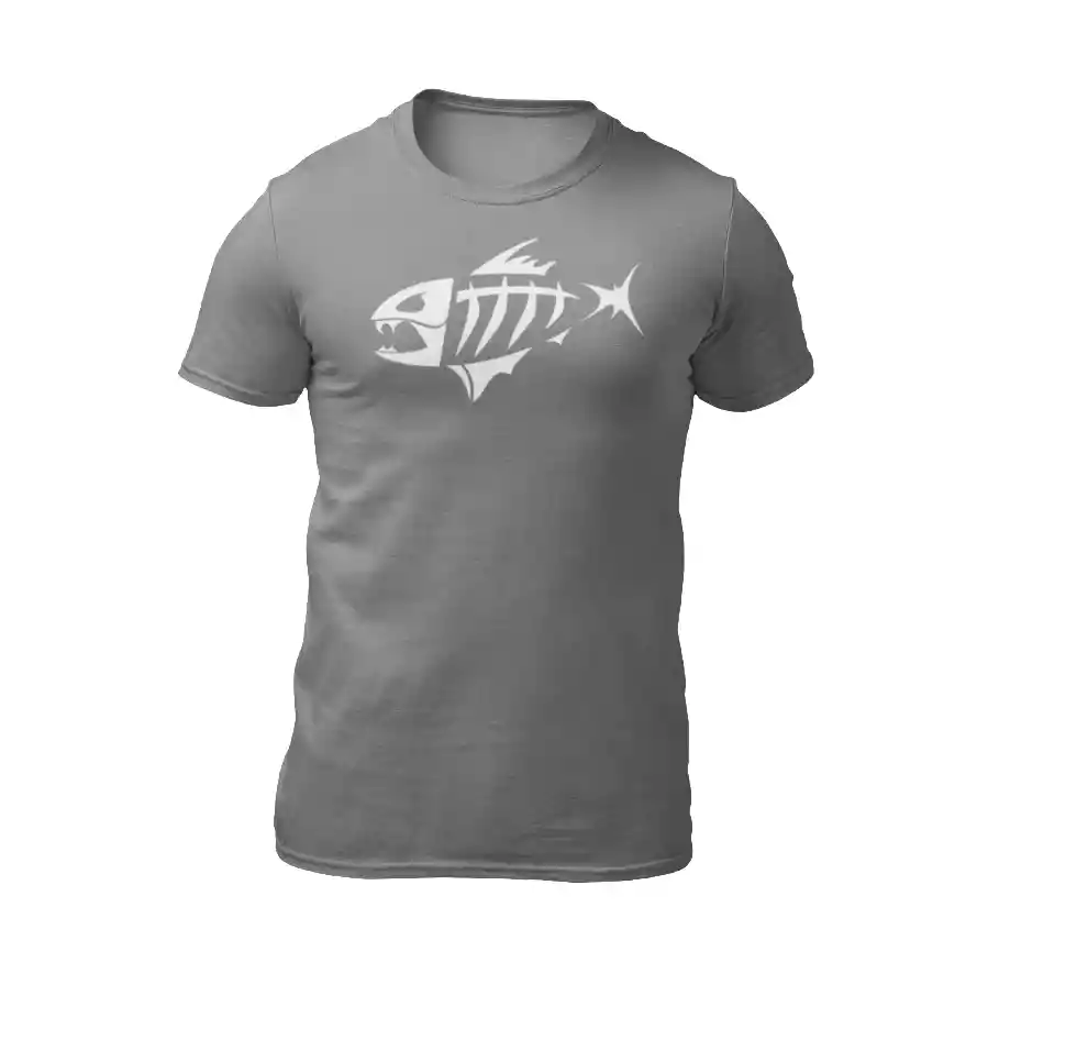 Camiseta FishSkeleton Gris - Cuello V