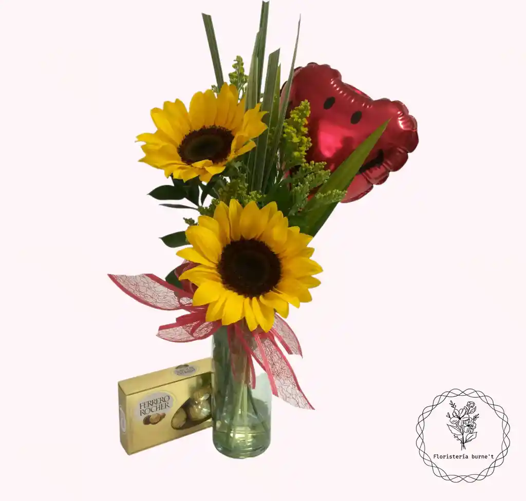 girasoles con chocolates de 4 unidades 