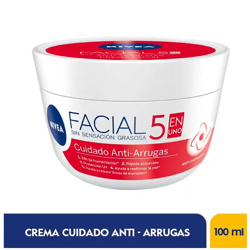 Nivea Crema Facial Cuidado Anti-Arrugas 5 En 1 X 100Ml