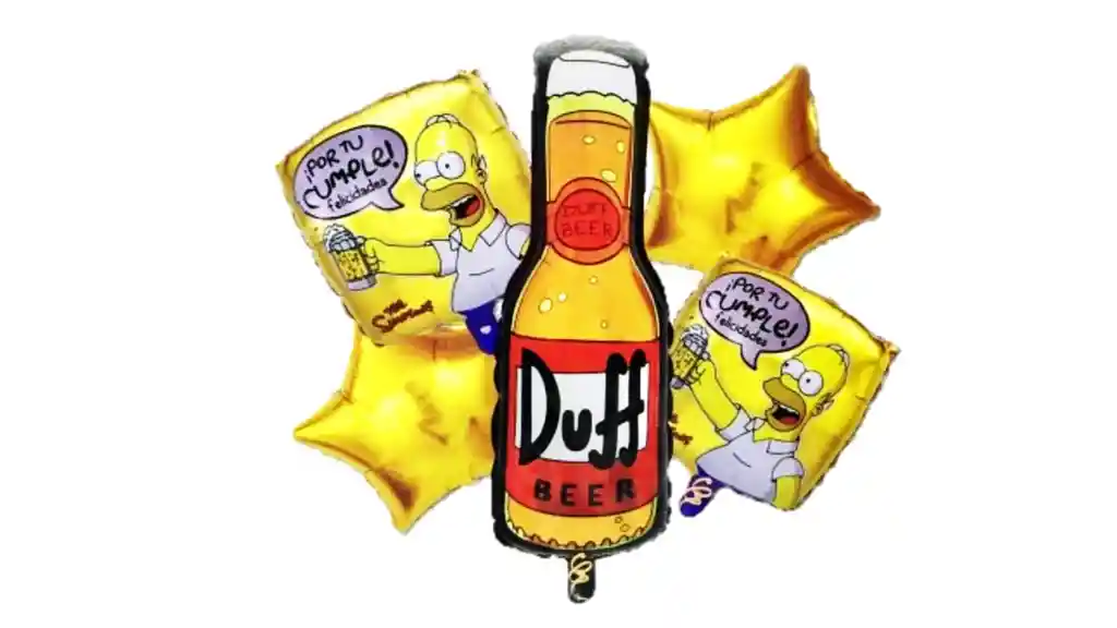 Globos Homero Duff X 5 Unidades Feliz Cumpleaños Fiesta