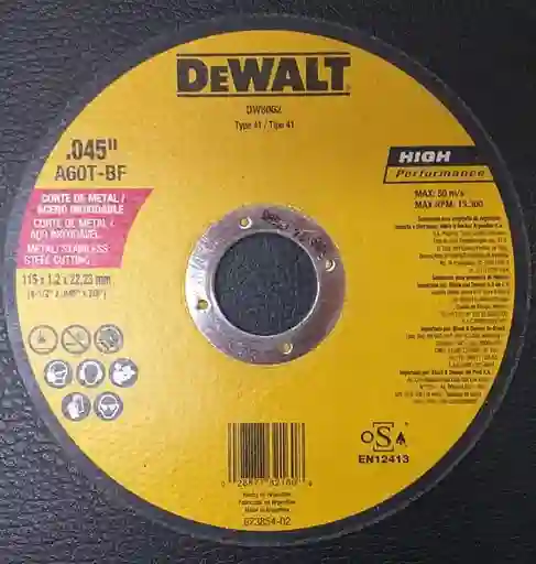 Dewalt Disco Corte Metal 4-1/2 Pulgadas