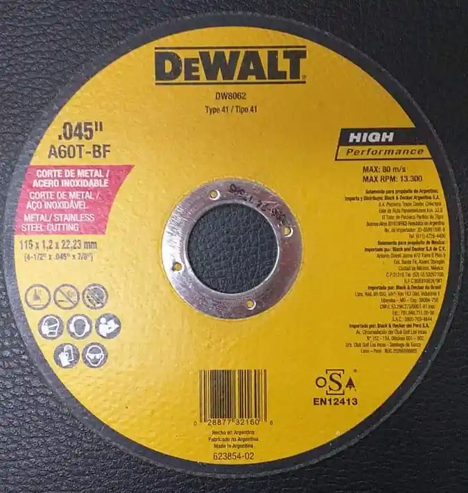 Dewalt Disco Corte Metal 4-1/2 Pulgadas