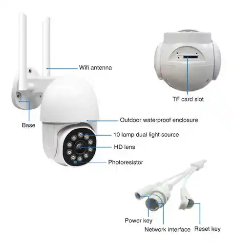 Cámara De Seguridad Domo Exterior Ip Wifi 360