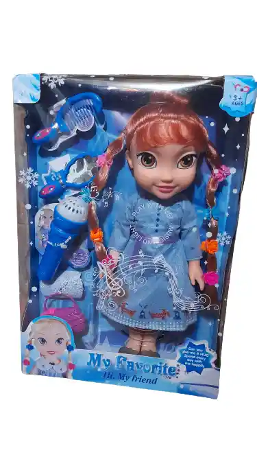 Frozen Muñeca Personaje Ana Con Micrófono / Música Y Luz.