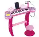 Juguete Piano Electrico Mp3 Rosado Con Silla