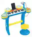 Juguete Piano Electrico Mp3 Azul Con Silla