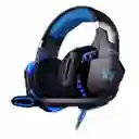 Audífonos gamer Kotion G2000 negro y azul con luz LED