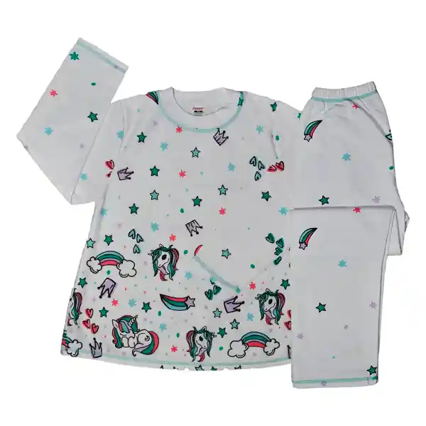 Pijama Niña Alicia Estampada Verde Menta Talla 06