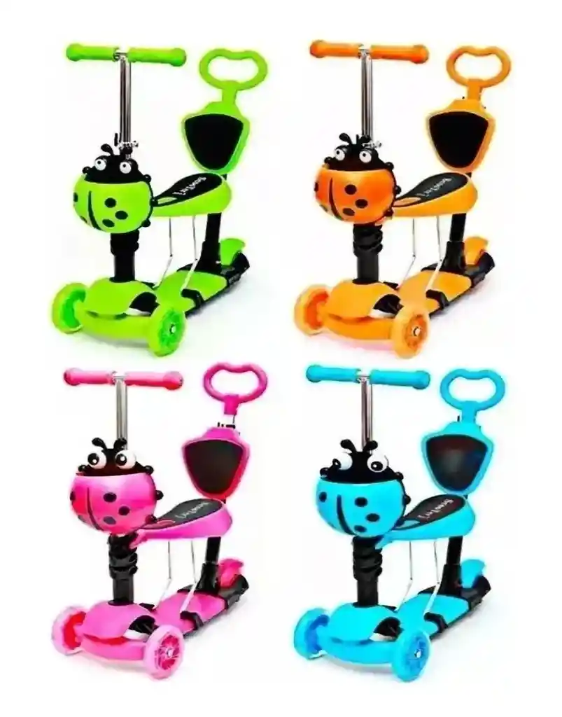  Patineta Scooter Aluminio Silla Ajustable Canasta Mariquita