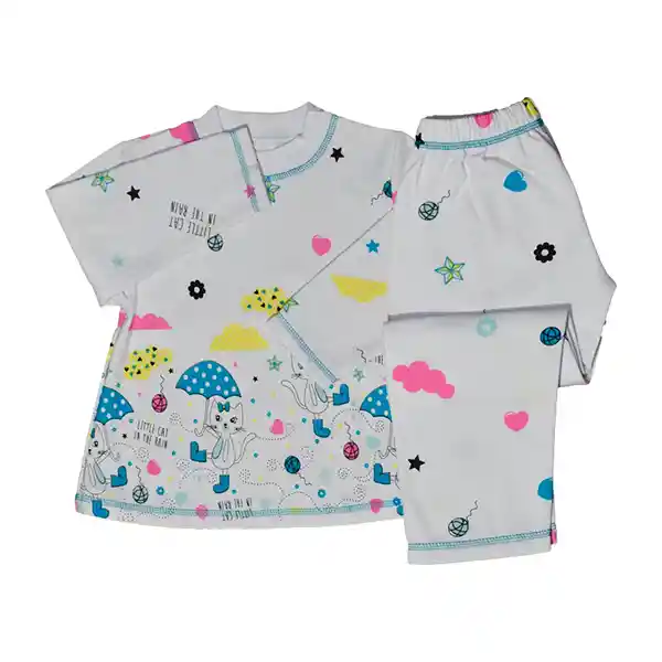 Pijama Niña Alicia Estampada Azul Celeste Talla 08