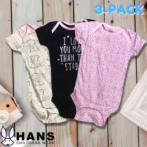 Bodies pack 3 Conejo niña - (Talla 3-6)