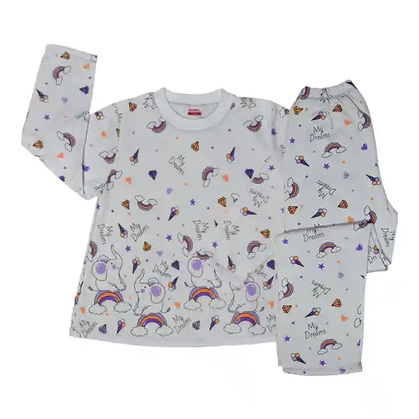 Pijama Niña Alicia Estampada Lila Medio Talla 14