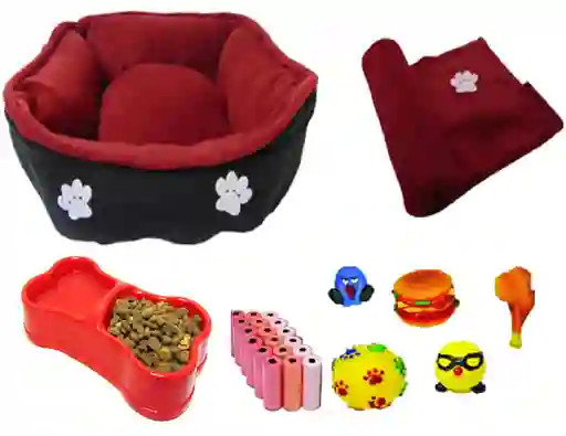 Cama Para Mascota  + Cobija + 100 Bolsas+ 2 Juguetes+comedero