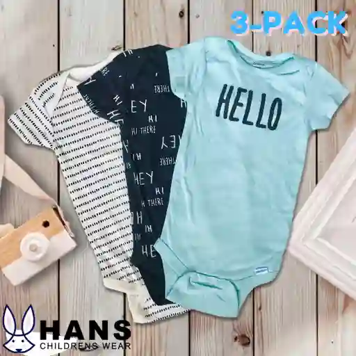 Bodies pack 3 HELLO niño - Talla(6-9)