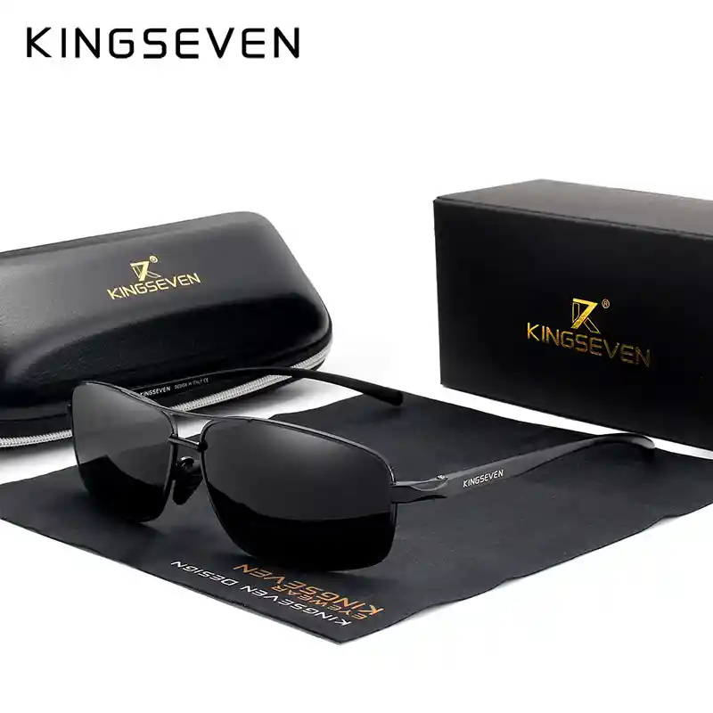 Gafas De Sol Para Hombre Polarizadas Filtro Uv400 Kingseven Clasicas - NEGRO