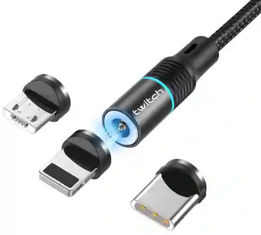 iPhoneCable Carga Magnetica Rapida 3 Conectores 2 Mt Para Android Y - Negro